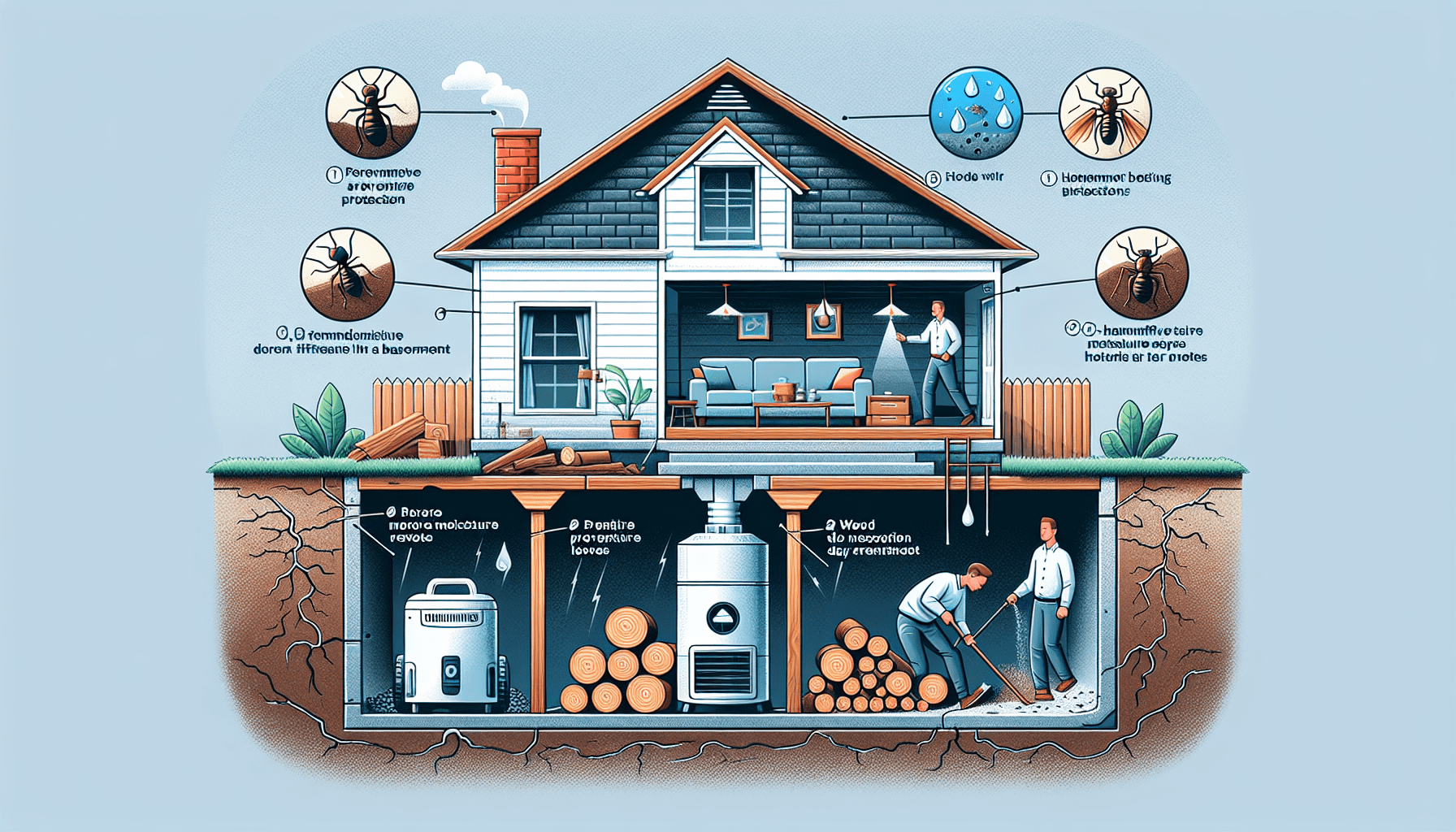 Illustration of preventative measures for long-term termite protection