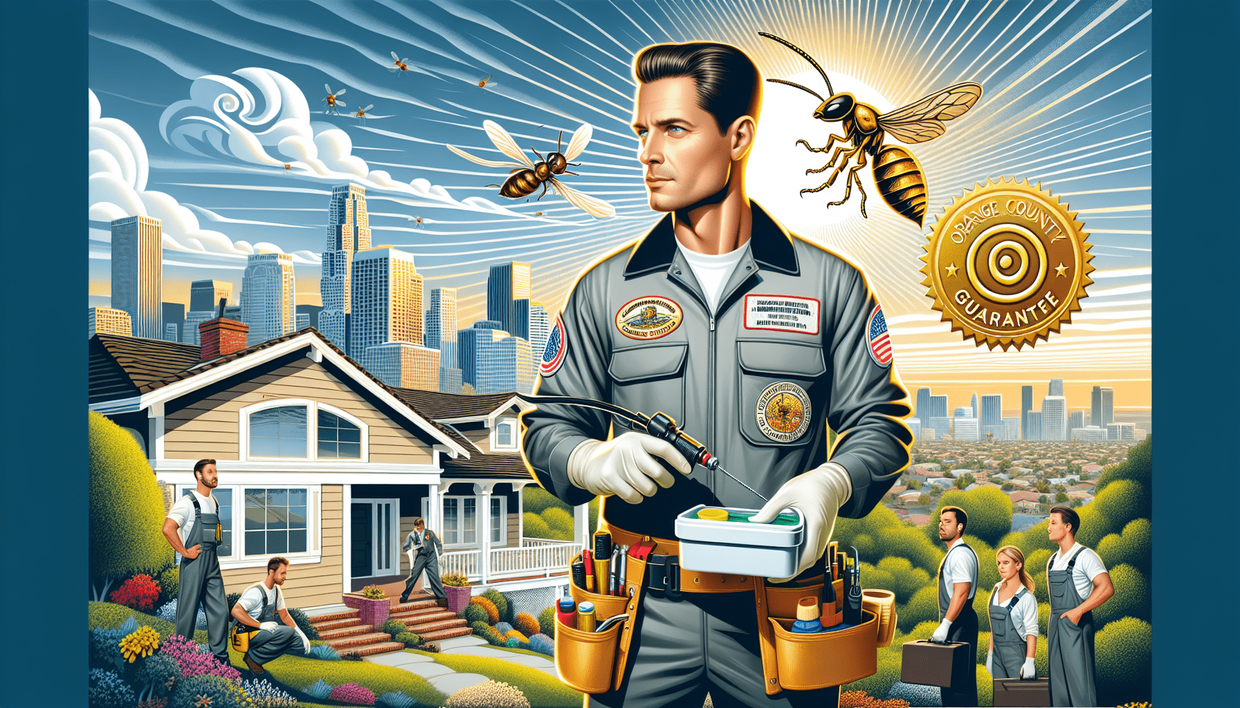 Illustration of a professional termite control service in Orange County