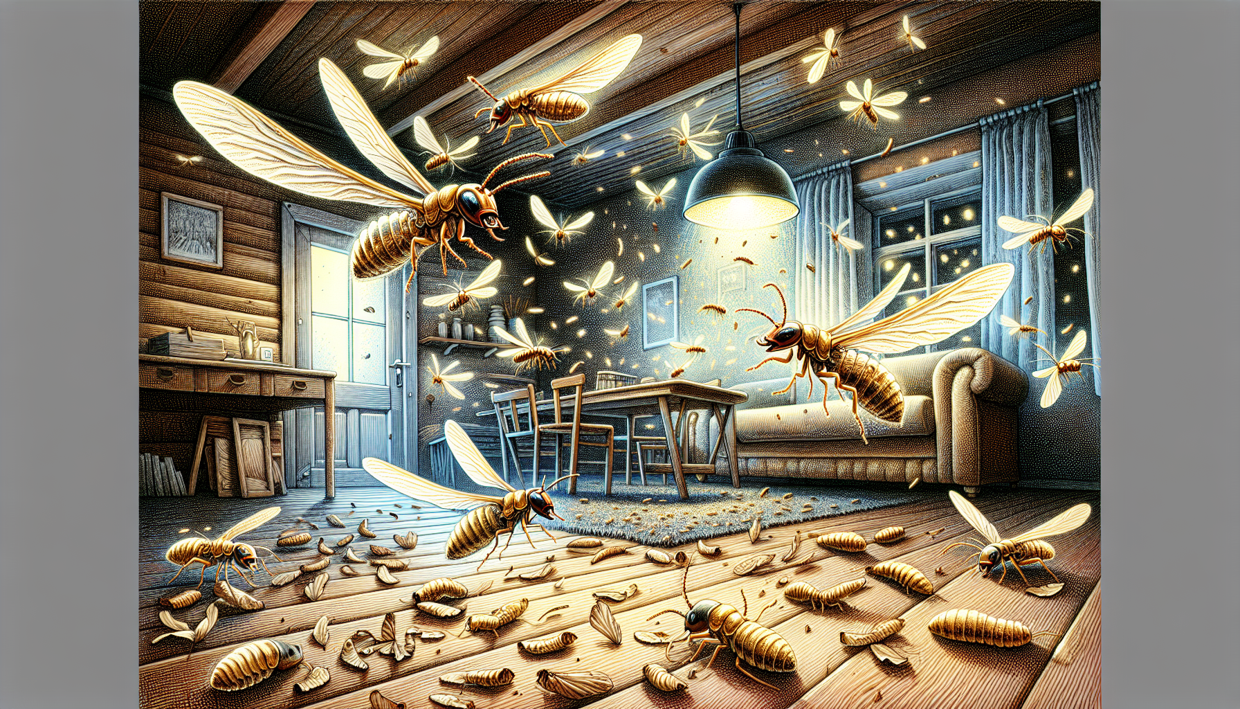 Illustration of active termite infestation